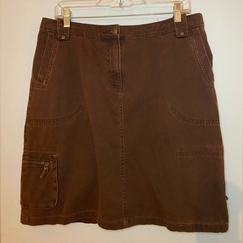 Vintage Knee-Length Brown Denim Skirt